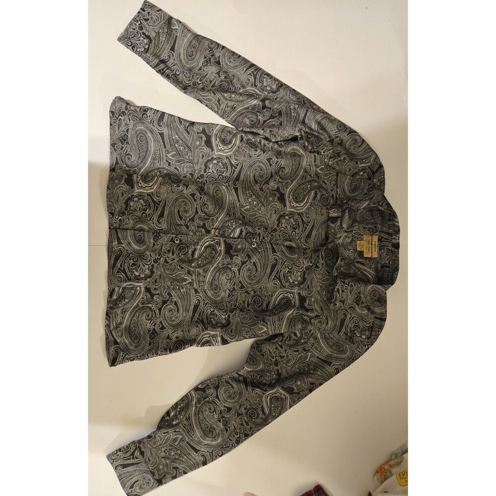 Gold Label Investments Paisley Black And Silver Size 12 Womens Shirt